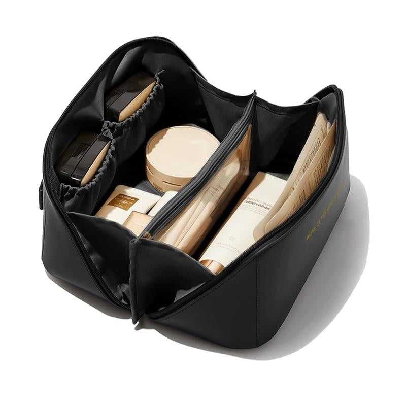 Travel Makeup Bag,Large Capacity Cosmetic Bags for Women,Waterproof Portable Pouch Open Flat Toiletry Bag Makeup Bag
