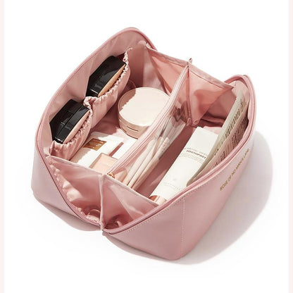 Travel Makeup Bag,Large Capacity Cosmetic Bags for Women,Waterproof Portable Pouch Open Flat Toiletry Bag Makeup Bag