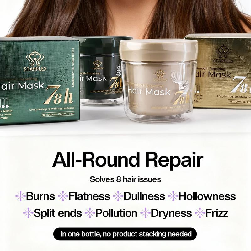 STARPLEX Hair Care Mask | Silky Smooth Repairing Formula - 78H Hydration + Heat Protection | Frizz-Free Hair Solution Plant Extract Haircare Organic Keratin Hair Mask Hair Oil