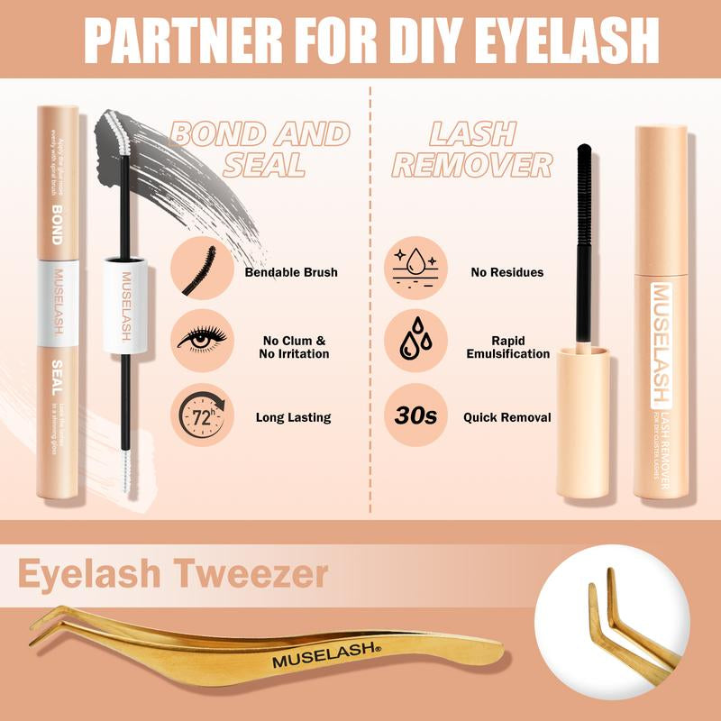 Muselash Lashes Aphrodite Fairy Flora Ultra-Dense Long-Lasting Natural Daily Volume Manga Style Beginner-Friendly DIY Eyelashes for Flawless Trendy Must-Have Clusters Makeup