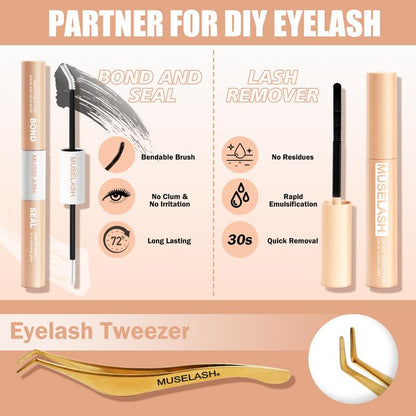 Muselash Lashes Aphrodite Fairy Flora Ultra-Dense Long-Lasting Natural Daily Volume Manga Style Beginner-Friendly DIY Eyelashes for Flawless Trendy Must-Have Clusters Makeup
