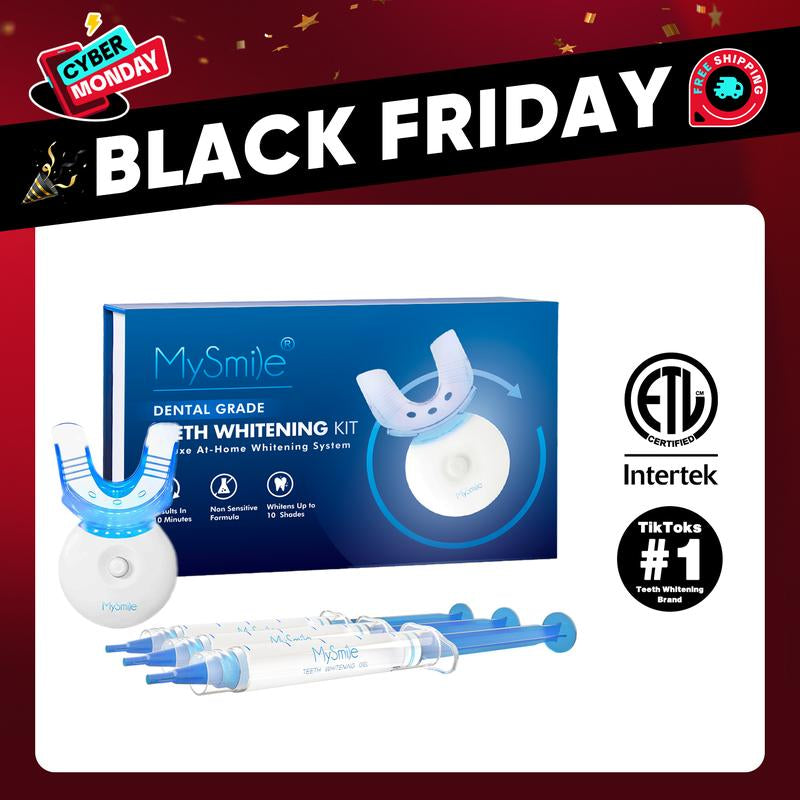 Mysmile Original Dental Grade Teeth Whitening Kit with 5X LED Light 3 Carbamide Peroxide Gels 10-Min Fast Whitening Non-Sensitive Formula Removes Coffee Wine Smoke Stains - Tiktokshopblackfriday Oral Accelerator