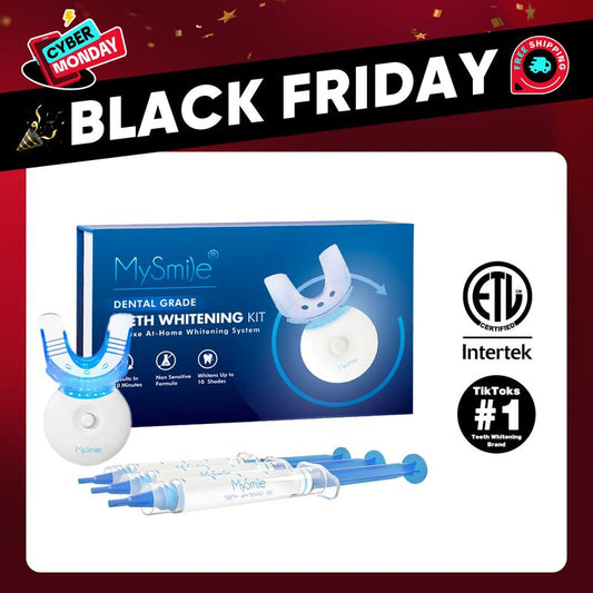 Mysmile Original Dental Grade Teeth Whitening Kit with 5X LED Light 3 Carbamide Peroxide Gels 10-Min Fast Whitening Non-Sensitive Formula Removes Coffee Wine Smoke Stains - Tiktokshopblackfriday Oral Accelerator