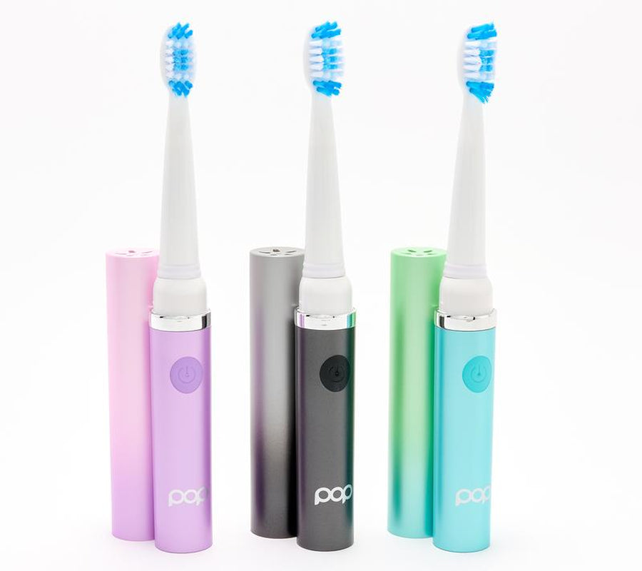 Pop Sonic Set of 3 Gosonic Toothbrushes with 6 Brush Heads