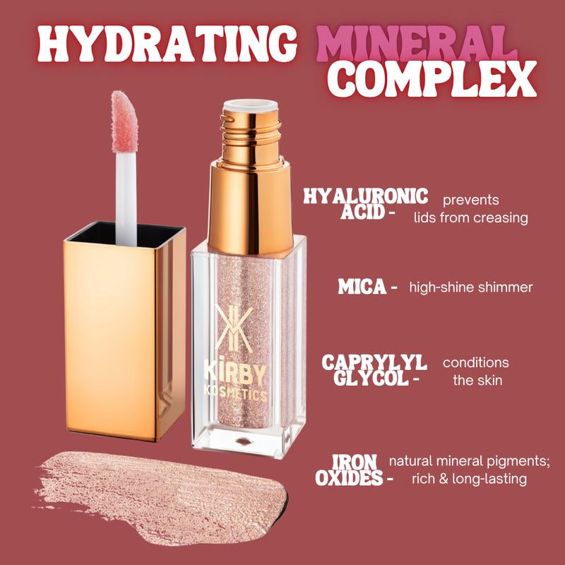 Kirby Kosmetics Limited Edition Liquid Eyeshadows — Matte & Shimmer with Mica and Hyaluronic Acid for a Smooth, Glowy Finish