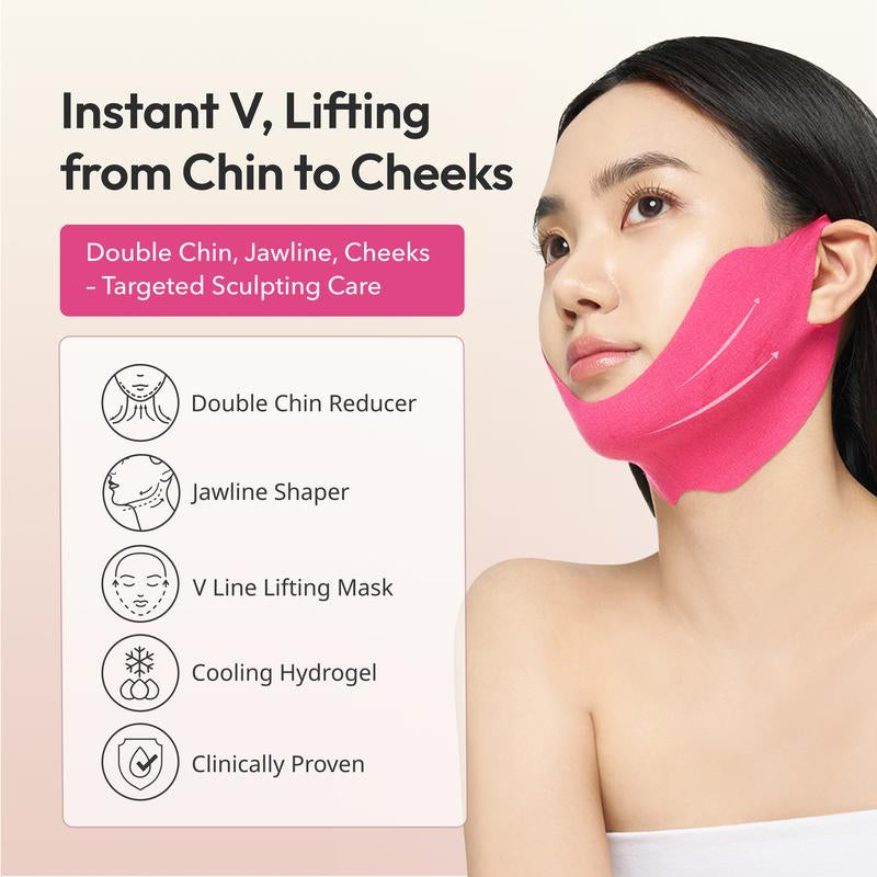 Avajar Perfect V Lifting Premium plus Mask 5 Sheets | Hydrogel Face Slimming & Firming Band for Jawline, Double Chin Reducer, V-Line Contour, Hydrating & Lifting Sheet Mask with Collagen, Caffeine & Aloe Vera