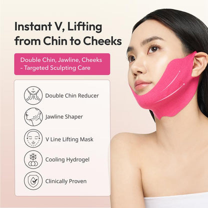 Avajar Perfect V Lifting Premium plus Mask 5 Sheets | Hydrogel Face Slimming & Firming Band for Jawline, Double Chin Reducer, V-Line Contour, Hydrating & Lifting Sheet Mask with Collagen, Caffeine & Aloe Vera