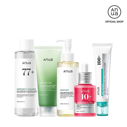 [Anua Official] Viral Ultimate Glass Skin Bundle | Salmon PDRN + Niacinamide + Double Cleansing + Collagen Mask| Daily Korean Skincare Kit Hydrating Calming