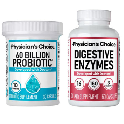 Physician'S Choice Hack Your Tummy Bundle: Bloating, Digestion & Immune Support for Men & Women with Digestive Enzymes & 60 Billion Probiotic