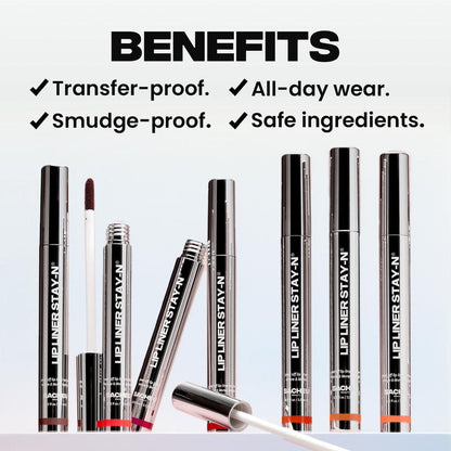 LIP LINER STAY-N - Peel-Off Lip Liner Stain - All Day & Night Lipliner with Hyaluronic Acid & Vitamin E - Long Lasting Formula - 0.12 Fl Oz / 3.5 Ml