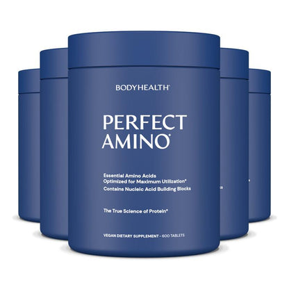 BODYHEALTH Perfect Amino Tablets - Essential Amino Acids for Optimal Health & Muscle Recovery - Vegan Gluten-Free Dairy-Free Soy-Free Msg-Free Artificial Sweetener-Free Supplement Drink Mix Collagen Fitness Supplement - Healthcare