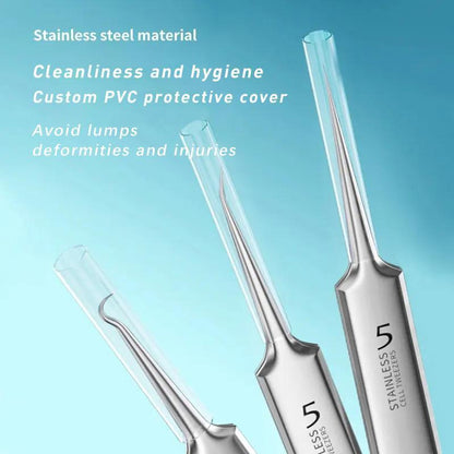 Acne Cleansing Tools 4-In-1 Blackhead & Pore Extractor Kit Gentle Face Care Tools for Smooth Clear Skin Ultra-Thin Flexible Stainless Steel Daily Use Safe for Sensitive Skin