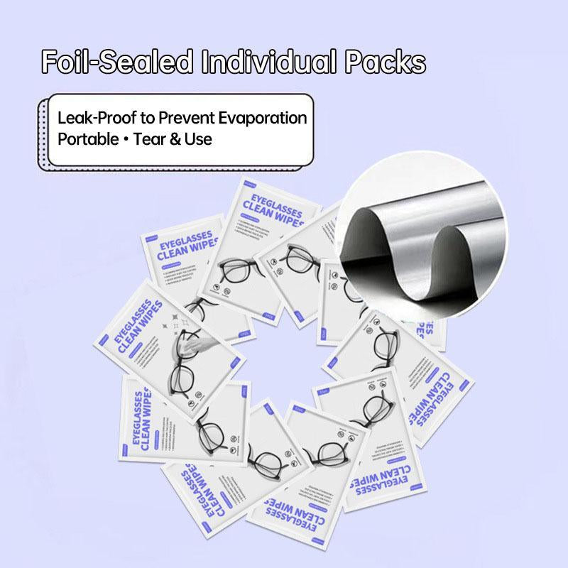 Lens Wipes for Eyeglasses, Eyeglass Lens Cleaning Wipes Pre-Moistened Individually Wrapped Sracth-Free Streak-Free Eye Glasses Cleaner Wipes for Sunglass, Camera Lens, Goggles