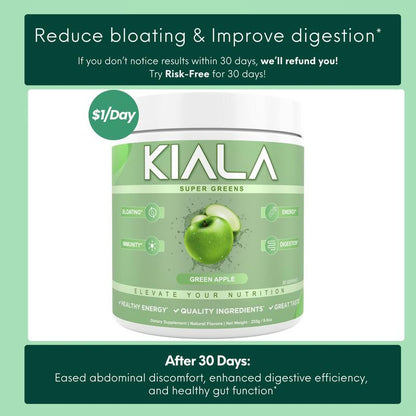 Kiala Nutrition Super Greens Organic Powder with Spirulina & Chlorella for Digestion Gut Health Immunity & Energy Vegan Supplement US Made Edible Watermelon Blush Flavor Healthcare Natural Vitamin Fitness Dietary