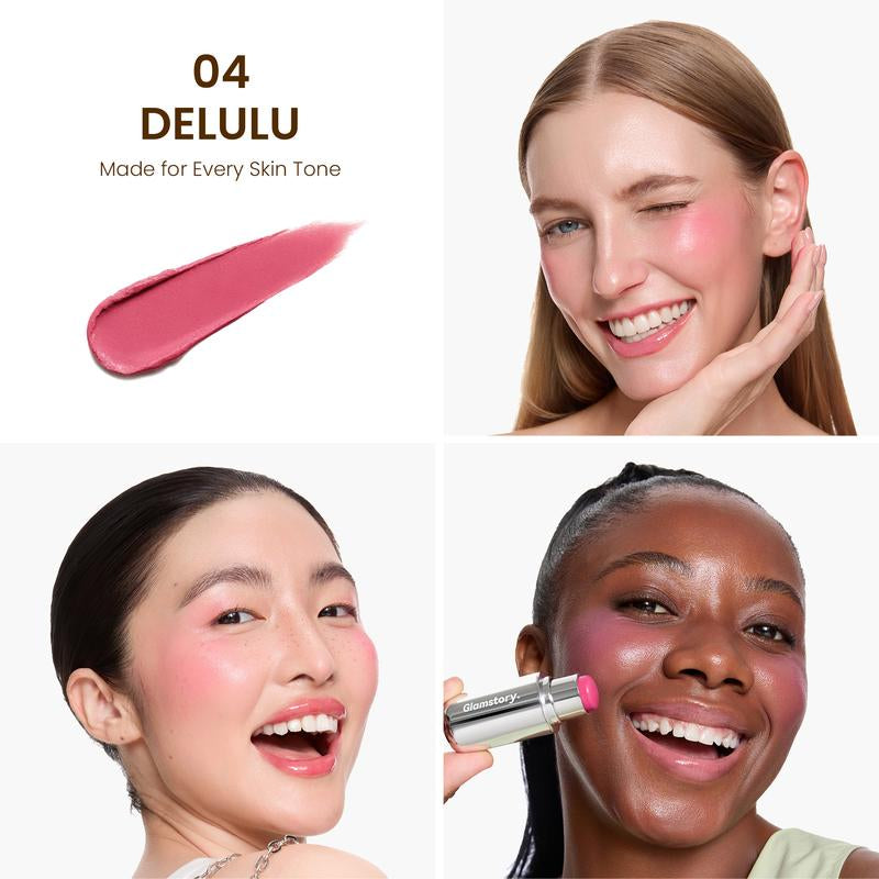 Glamstory Poptide Cream Blush Stick - Hydrating & Long-Lasting Natural Flush - Vegan & Cruelty-Free Makeup - Double Delight Lip & Cheek Duos Nourishing Radiance Cosmetic