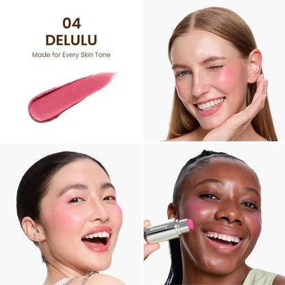 Glamstory Poptide Cream Blush Stick - Hydrating & Long-Lasting Natural Flush - Vegan & Cruelty-Free Makeup - Double Delight Lip & Cheek Duos Nourishing Radiance Cosmetic