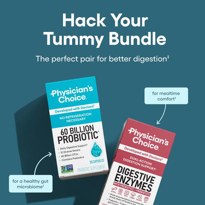 Physician'S Choice Hack Your Tummy Bundle: Bloating, Digestion & Immune Support for Men & Women with Digestive Enzymes & 60 Billion Probiotic