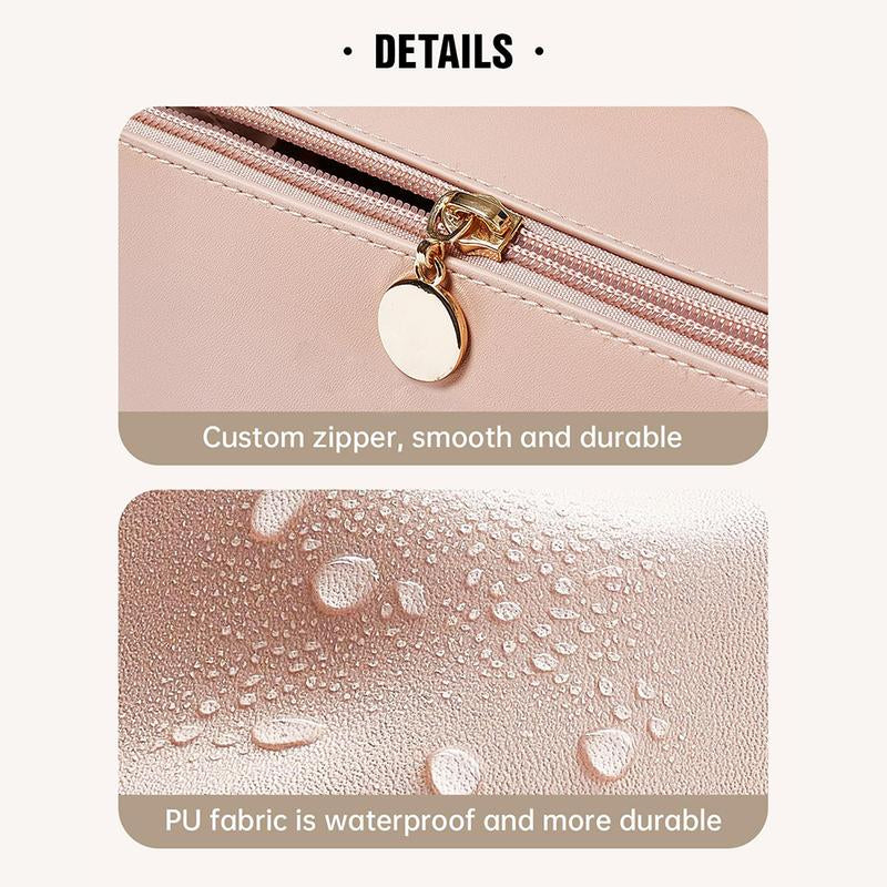 Travel Makeup Bag,Large Capacity Cosmetic Bags for Women,Waterproof Portable Pouch Open Flat Toiletry Bag Makeup Bag