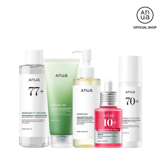 [Anua Official] Viral Ultimate Glass Skin Bundle | Salmon PDRN + Niacinamide + Double Cleansing + Collagen Mask| Daily Korean Skincare Kit Hydrating Calming