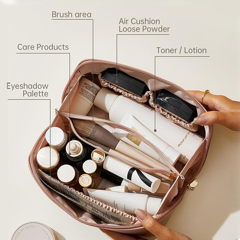 Travel Makeup Bag,Large Capacity Cosmetic Bags for Women,Waterproof Portable Pouch Open Flat Toiletry Bag Makeup Bag