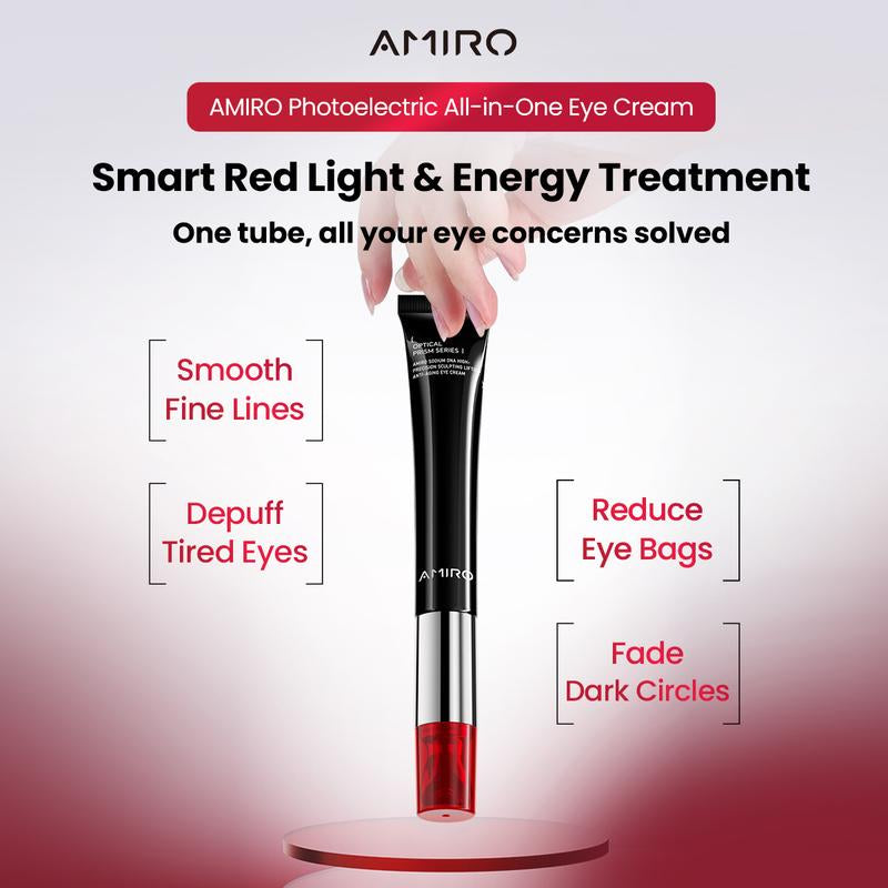 AMIRO PDRN Red Light Eye Cream, Anti-Aging Eye Treatment for Dark Circles and Puffiness, Repairing & Firming Eye Cream with PDRN & Red Light Therapy, Smooth Fine Lines and Reduce Eye Bags