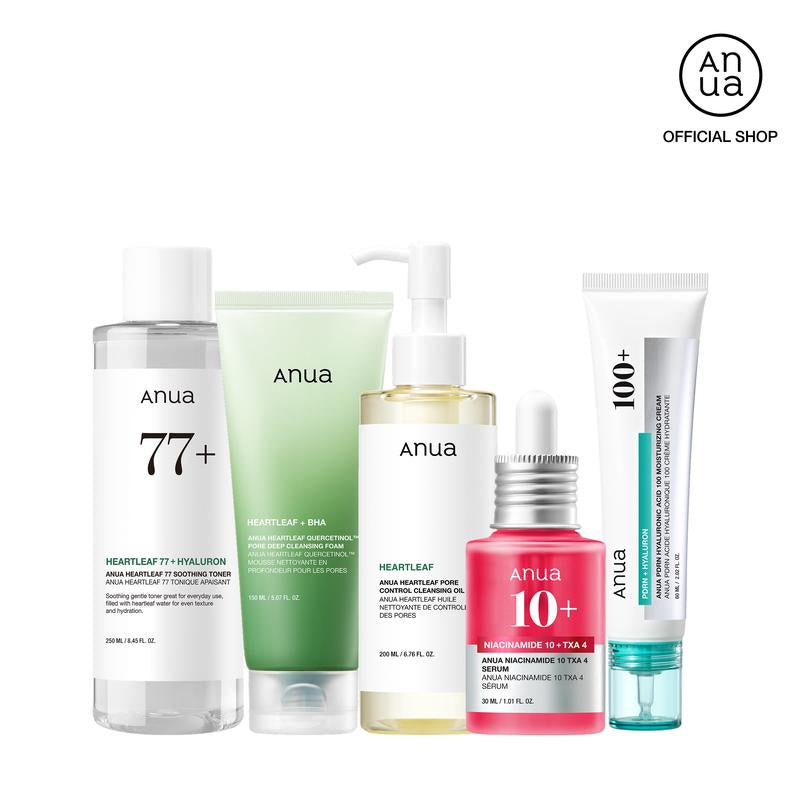 [Anua Official] Viral Ultimate Glass Skin Bundle | Salmon PDRN + Niacinamide + Double Cleansing + Collagen Mask| Daily Korean Skincare Kit Hydrating Calming