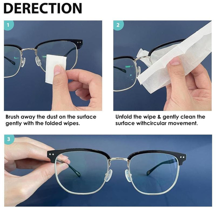 Lens Wipes for Eyeglasses, Eyeglass Lens Cleaning Wipes Pre-Moistened Individually Wrapped Sracth-Free Streak-Free Eye Glasses Cleaner Wipes for Sunglass, Camera Lens, Goggles