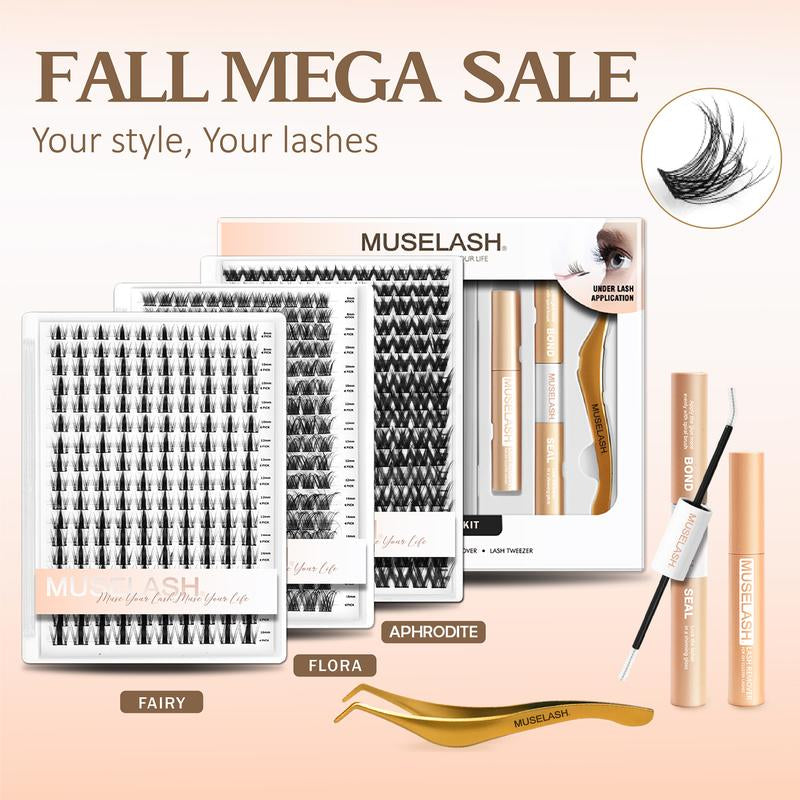 Muselash Lashes Aphrodite Fairy Flora Ultra-Dense Long-Lasting Natural Daily Volume Manga Style Beginner-Friendly DIY Eyelashes for Flawless Trendy Must-Have Clusters Makeup