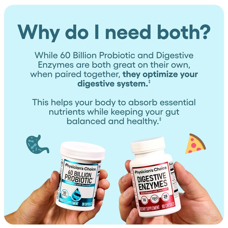 Physician'S Choice Hack Your Tummy Bundle: Bloating, Digestion & Immune Support for Men & Women with Digestive Enzymes & 60 Billion Probiotic