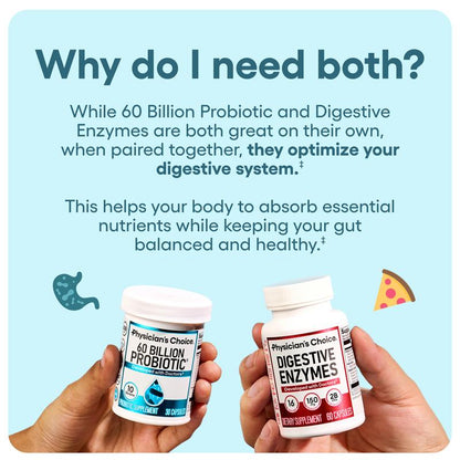 Physician'S Choice Hack Your Tummy Bundle: Bloating, Digestion & Immune Support for Men & Women with Digestive Enzymes & 60 Billion Probiotic
