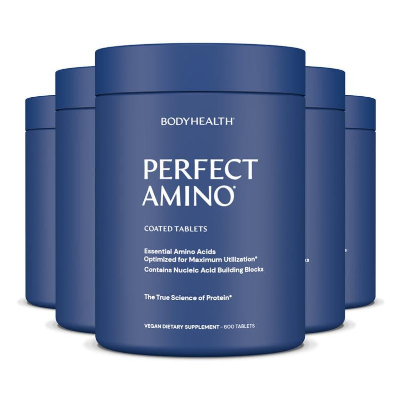 BODYHEALTH Perfect Amino Tablets - Essential Amino Acids for Optimal Health & Muscle Recovery - Vegan Gluten-Free Dairy-Free Soy-Free Msg-Free Artificial Sweetener-Free Supplement Drink Mix Collagen Fitness Supplement - Healthcare