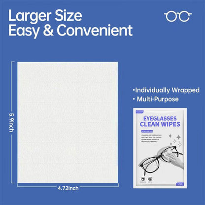 Lens Wipes for Eyeglasses, Eyeglass Lens Cleaning Wipes Pre-Moistened Individually Wrapped Sracth-Free Streak-Free Eye Glasses Cleaner Wipes for Sunglass, Camera Lens, Goggles