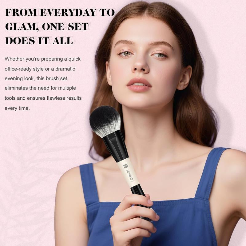 HEYMKGO 12PCS Dual-Ended Makeup Brush Set - Black | Pro for Foundation, Contour & Eyeshadow + Travel Bag Ultra Plush Blush Makeup Brush Portable Two-In-One Makeup Brush Premium Kabuki Contour Powder Brush Set Vintage Makeup Brush Rt Powder Brush Look Met