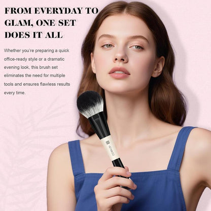 HEYMKGO 12PCS Dual-Ended Makeup Brush Set - Black | Pro for Foundation, Contour & Eyeshadow + Travel Bag Ultra Plush Blush Makeup Brush Portable Two-In-One Makeup Brush Premium Kabuki Contour Powder Brush Set Vintage Makeup Brush Rt Powder Brush Look Met