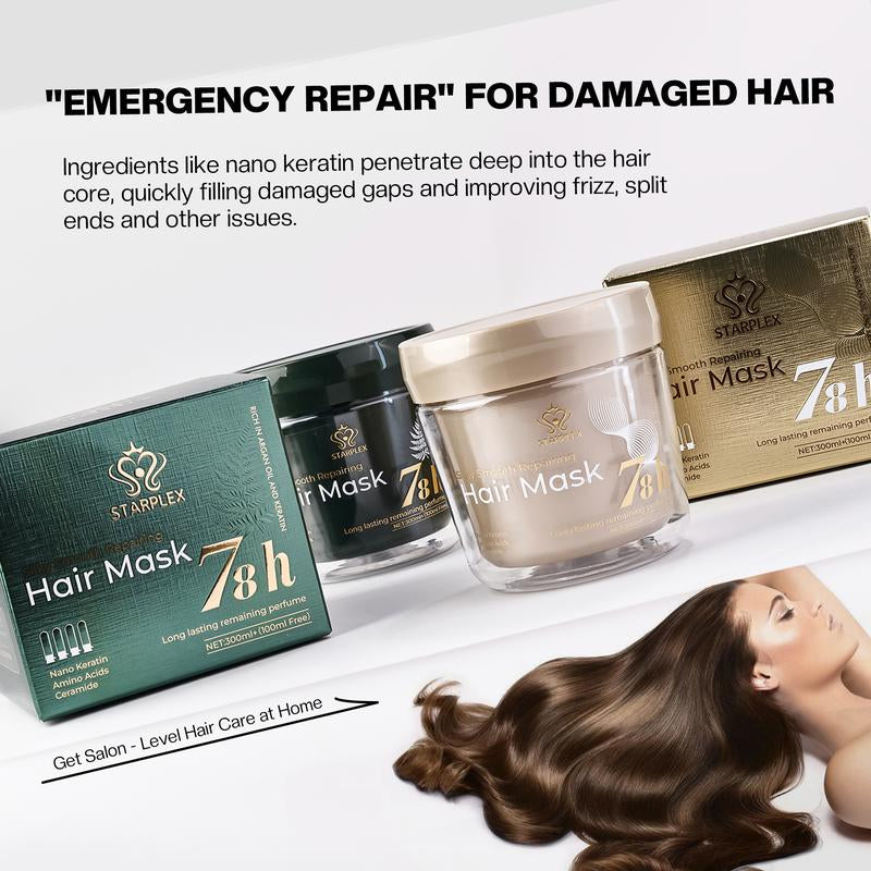 STARPLEX Hair Care Mask | Silky Smooth Repairing Formula - 78H Hydration + Heat Protection | Frizz-Free Hair Solution Plant Extract Haircare Organic Keratin Hair Mask Hair Oil