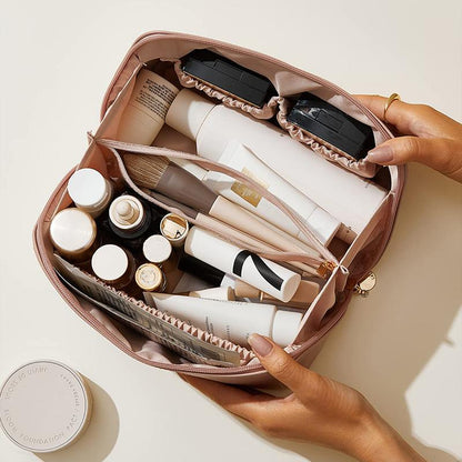 Travel Makeup Bag,Large Capacity Cosmetic Bags for Women,Waterproof Portable Pouch Open Flat Toiletry Bag Makeup Bag