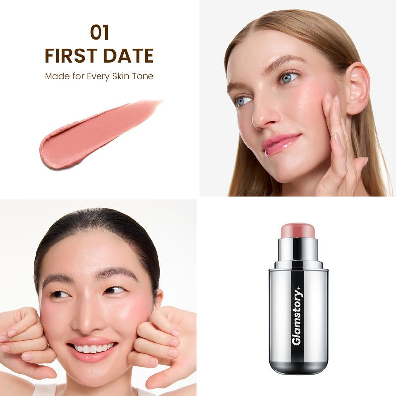 Glamstory Poptide Cream Blush Stick - Hydrating & Long-Lasting Natural Flush - Vegan & Cruelty-Free Makeup - Double Delight Lip & Cheek Duos Nourishing Radiance Cosmetic