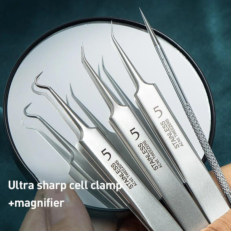 Acne Cleansing Tools 4-In-1 Blackhead & Pore Extractor Kit Gentle Face Care Tools for Smooth Clear Skin Ultra-Thin Flexible Stainless Steel Daily Use Safe for Sensitive Skin