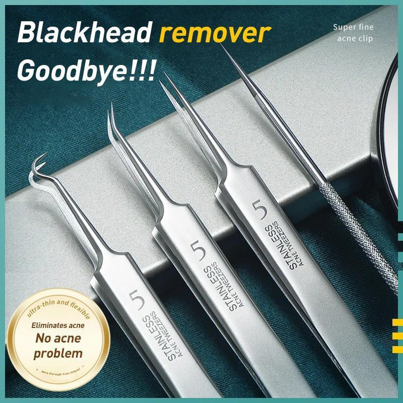 Acne Cleansing Tools 4-In-1 Blackhead & Pore Extractor Kit Gentle Face Care Tools for Smooth Clear Skin Ultra-Thin Flexible Stainless Steel Daily Use Safe for Sensitive Skin