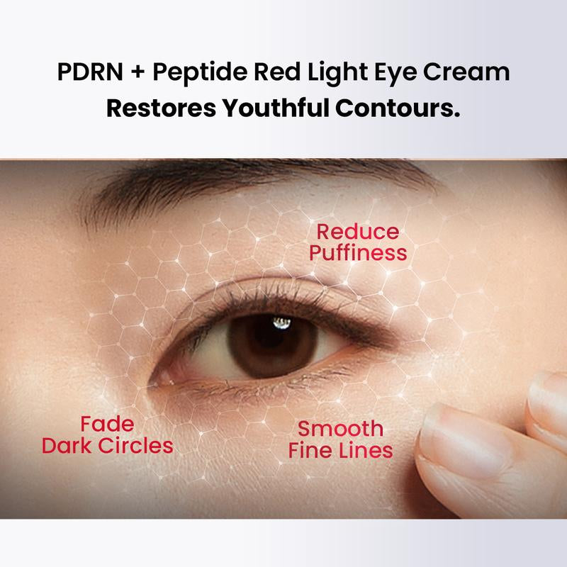 AMIRO PDRN Red Light Eye Cream, Anti-Aging Eye Treatment for Dark Circles and Puffiness, Repairing & Firming Eye Cream with PDRN & Red Light Therapy, Smooth Fine Lines and Reduce Eye Bags