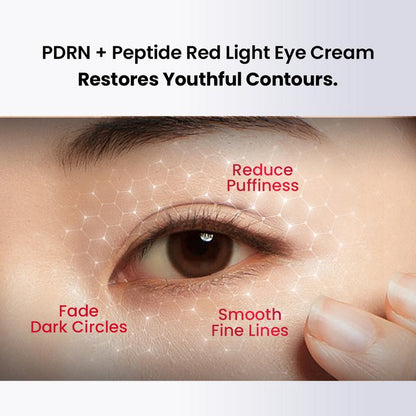 AMIRO PDRN Red Light Eye Cream, Anti-Aging Eye Treatment for Dark Circles and Puffiness, Repairing & Firming Eye Cream with PDRN & Red Light Therapy, Smooth Fine Lines and Reduce Eye Bags