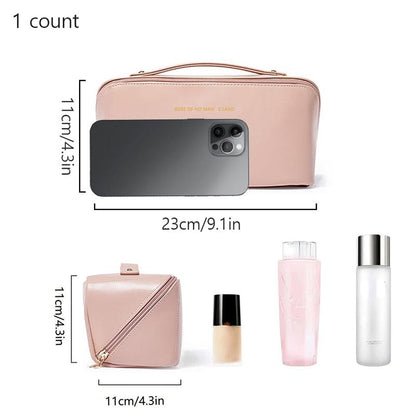 Travel Makeup Bag,Large Capacity Cosmetic Bags for Women,Waterproof Portable Pouch Open Flat Toiletry Bag Makeup Bag