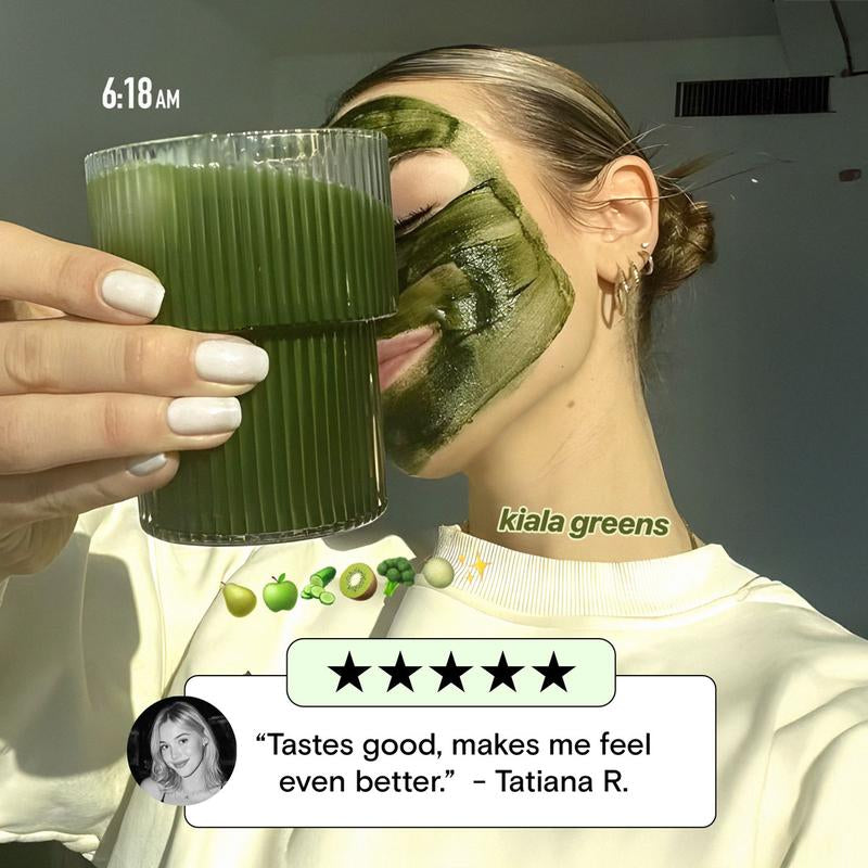 Kiala Nutrition Super Greens Organic Powder with Spirulina & Chlorella for Digestion Gut Health Immunity & Energy Vegan Supplement US Made Edible Watermelon Blush Flavor Healthcare Natural Vitamin Fitness Dietary