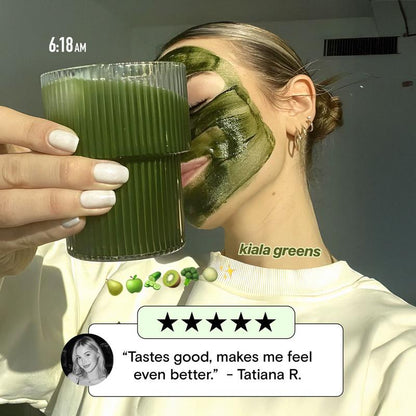 Kiala Nutrition Super Greens Organic Powder with Spirulina & Chlorella for Digestion Gut Health Immunity & Energy Vegan Supplement US Made Edible Watermelon Blush Flavor Healthcare Natural Vitamin Fitness Dietary